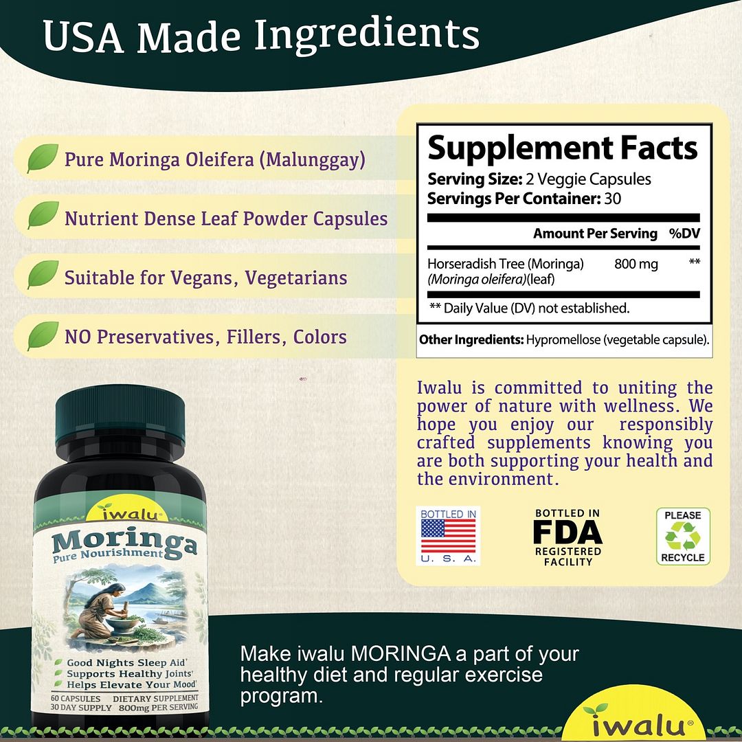 doctor recommended best moringa oleifera capsules pure leaf powder pills natural super greens supplement for women and men seniors teens children kids