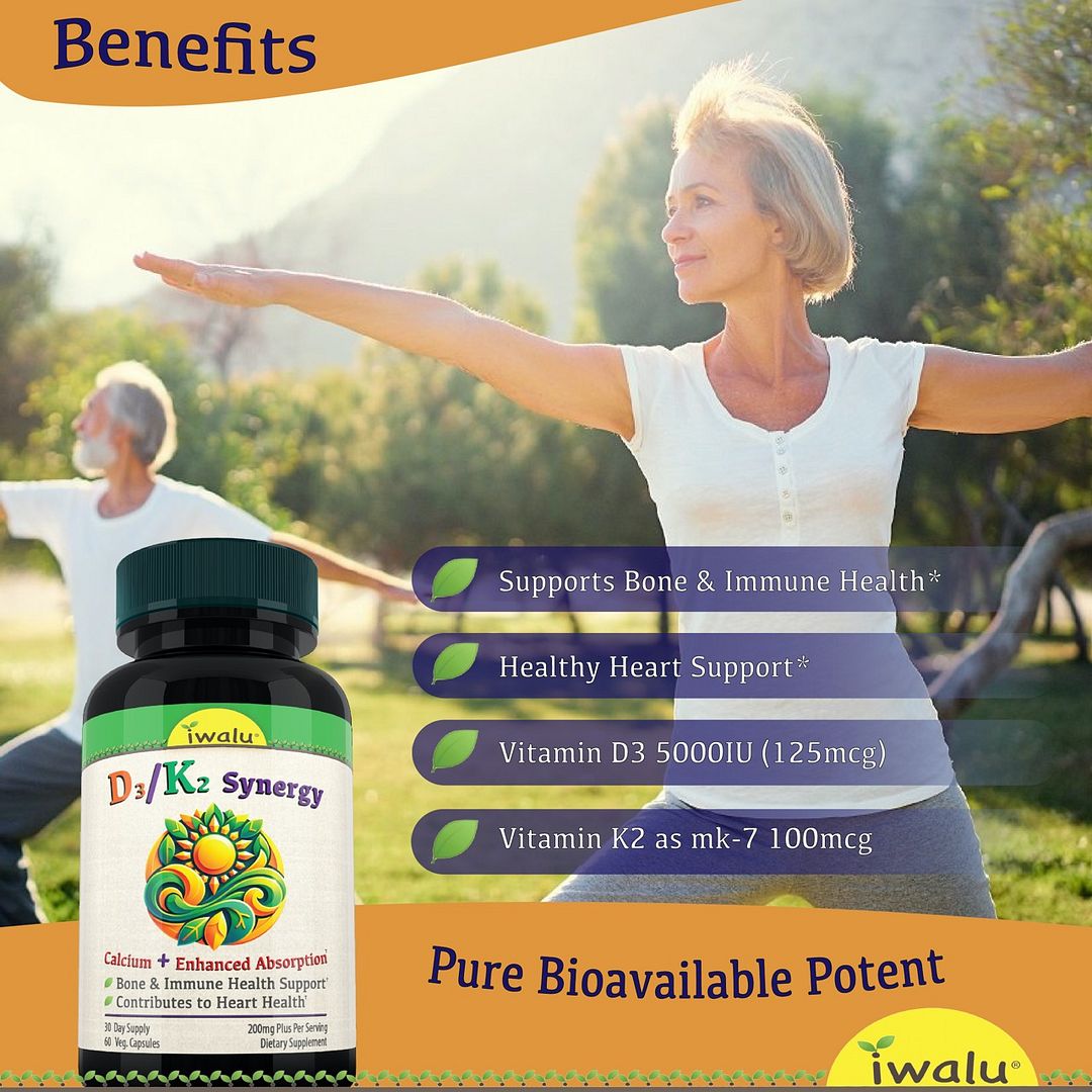 Suplemento de Vitamina D3 K2 MK7 Promueve la Salud Cardíaca, Ósea e Inmunológica 5000 UI de vitamina D3 y 100 mcg de vitamina K2 MK-7