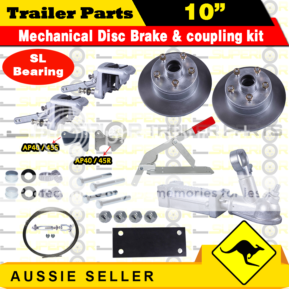 10" Galvanised 5 Stud Boat Trailer Mechanical Disc Brake & coupling kit
