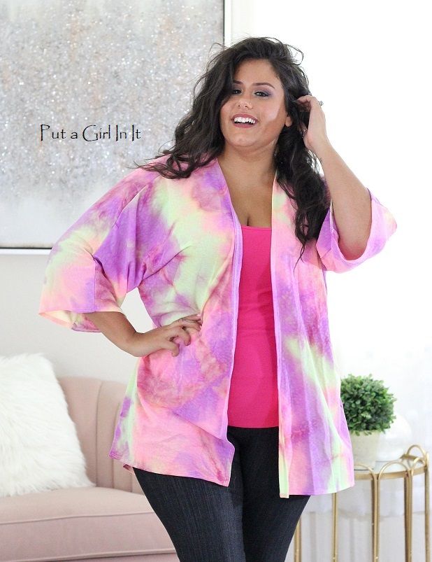 plus size tie dye cardigan