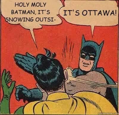Holy Moly Batman it's snowing outside