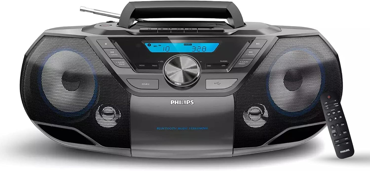 CD and Cassette Player With Bluetooth