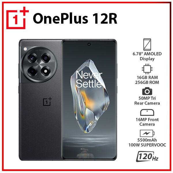 New) OnePlus 12R 5G 16GB+256GB BLACK Dual SIM Global Ver