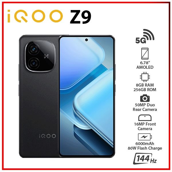 Unlocked) iQOO Z9 5G 8GB+256GB BLACK Dual SIM Octa Core Android