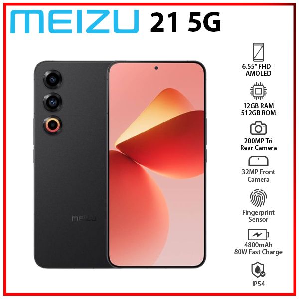 New) MEIZU 21 5G 12GB+512GB BLACK Dual SIM Unlocked Android Cell