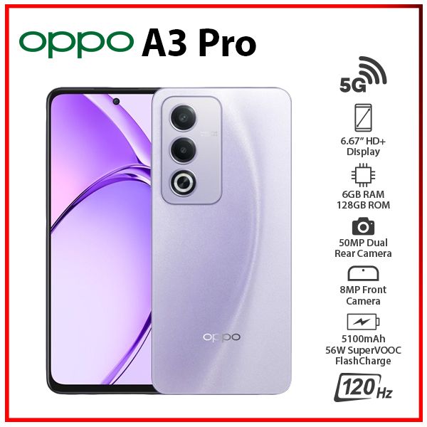OPPO A3 Pro 5G 6GB+128GB PURPLE Unlocked Dual SIM Global Android