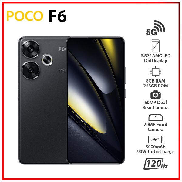 Unlocked) Xiaomi POCO F6 5G BLACK 8GB+256GB Dual SIM Android Cell