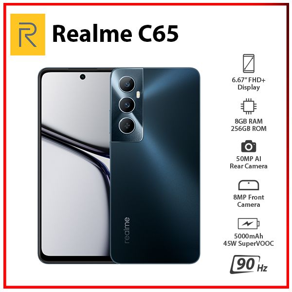 最大15%OFFクーポン Unlocked) Realme SIM Dual Ver. Global BLACK 8GB+256GB C65 スマートフォン本体