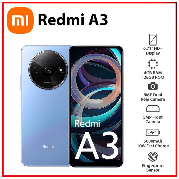 New&Unlocked) Xiaomi Redmi A3 4GB+128GB BLUE Dual SIM Android Cell 