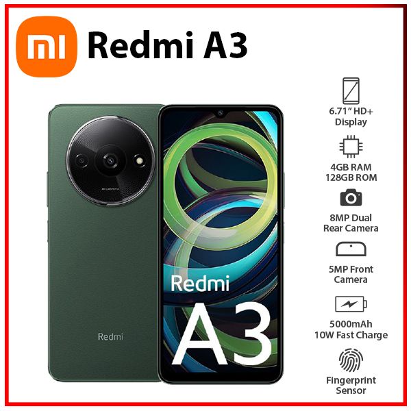 New&Unlocked) Xiaomi Redmi A3 4GB+128GB GREEN Dual SIM