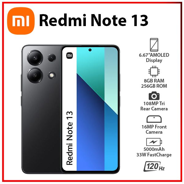 Unlocked) Xiaomi Redmi Note 13 4G 8GB+256GB BLACK Dual SIM