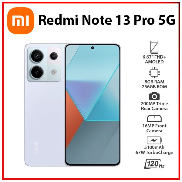NEW Xiaomi Redmi Note 13 Pro 5G 8GB+256GB PURPLE Dual SIM Android  