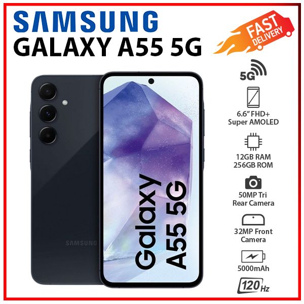 New&Unlocked) Samsung Galaxy A55 5G 12GB+256GB NAVY Dual SIM