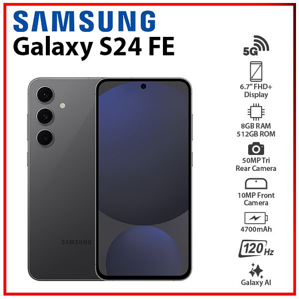 NEW Samsung Galaxy S24 FE 5G 8GB+512GB GRAPHITE Dual SIM Android