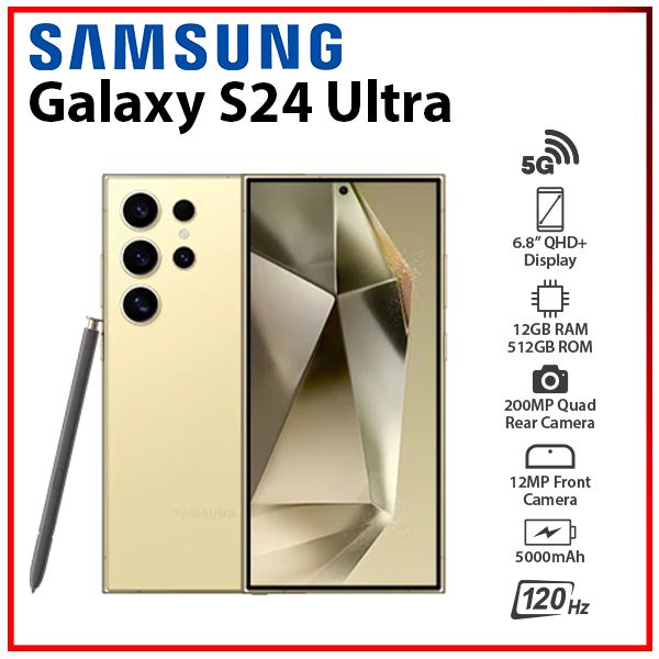 NEW Samsung Galaxy S24 Ultra 5G 12GB+512GB YELLOW Dual SIM