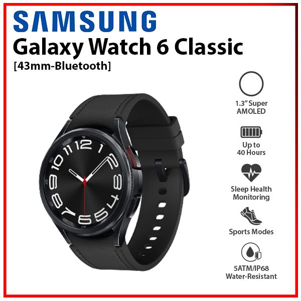 NEW Samsung Galaxy Watch6 Classic 43mm BLACK Bluetooth Android
