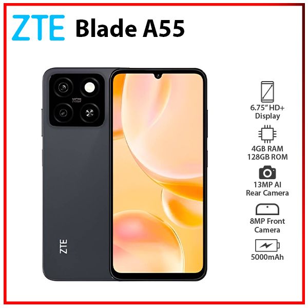 New) ZTE Blade A55 BLACK 4GB+128GB Dual SIM Unlocked Android