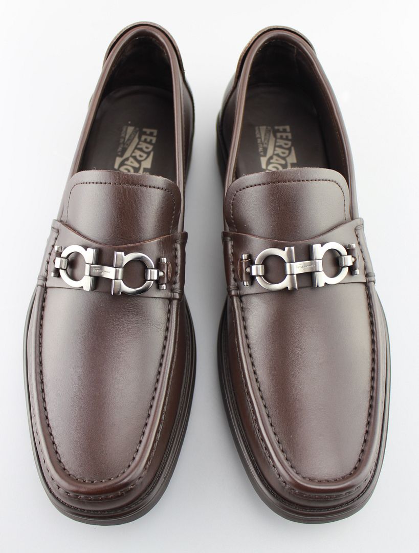 salvatore ferragamo side buckle leather loafers