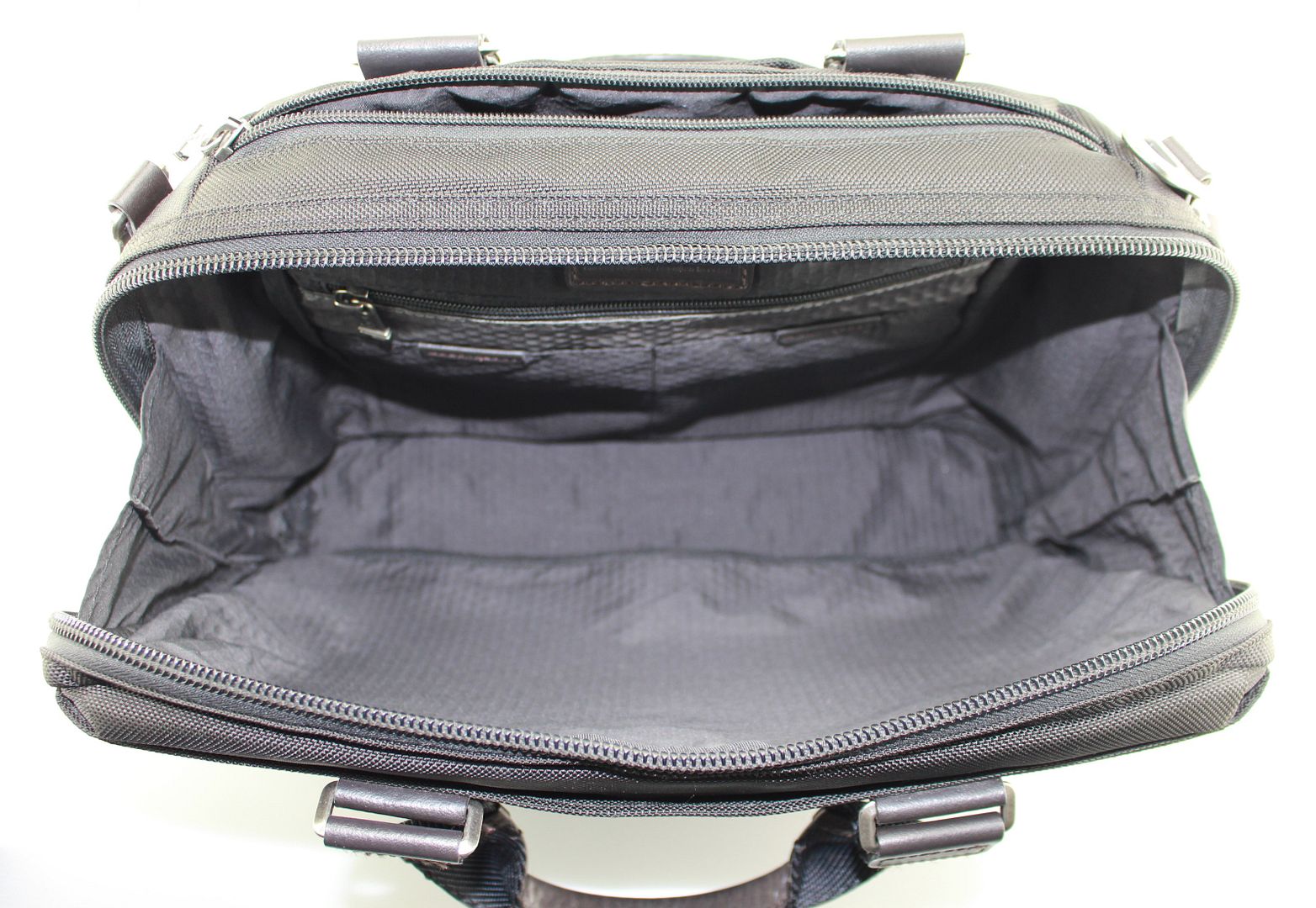 TUMI Alpha Bravo 'Brooks' Black / Brown Nylon Slim Briefcase