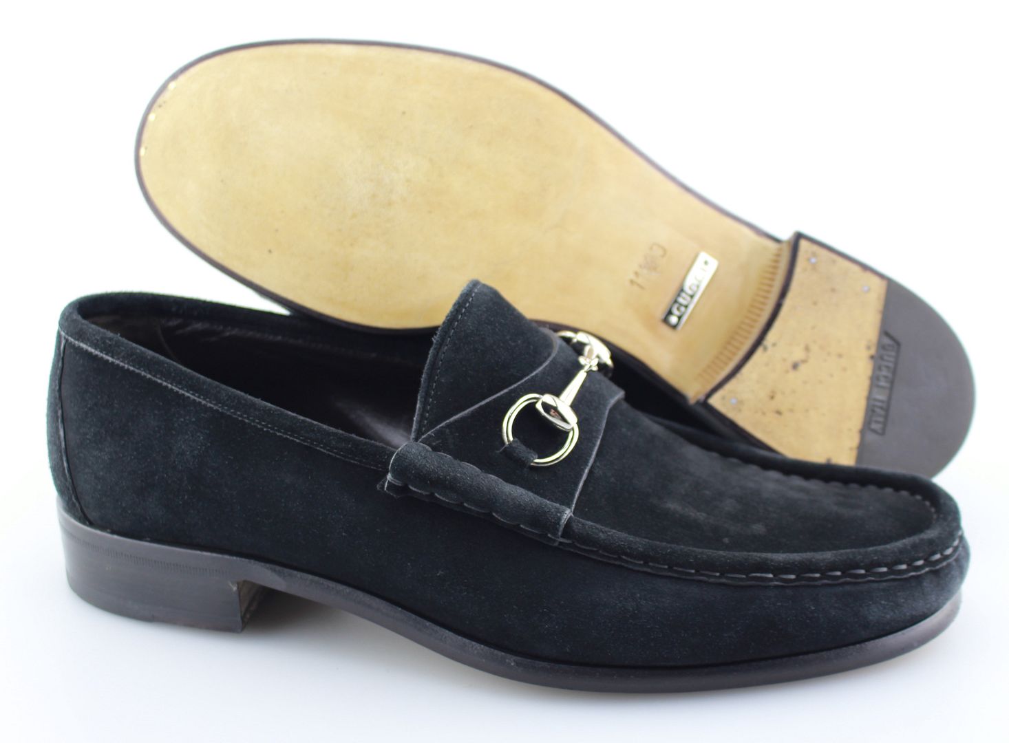 Men's GUCCI 'Horsebit' Black Suede Loafers Size US 11.5 - D | eBay