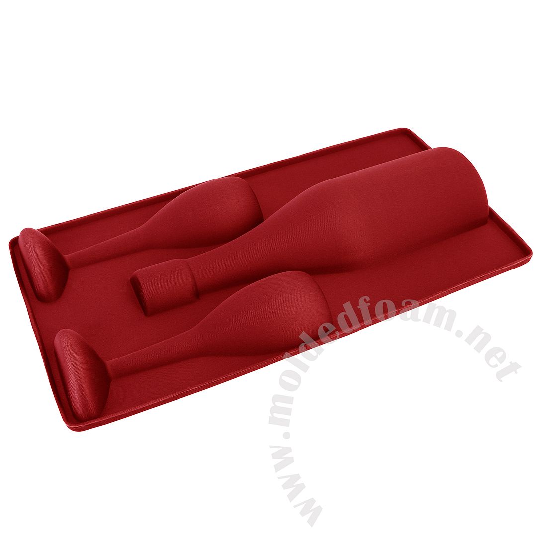 Custom Heat Form molded EVA wine case inlay in red color