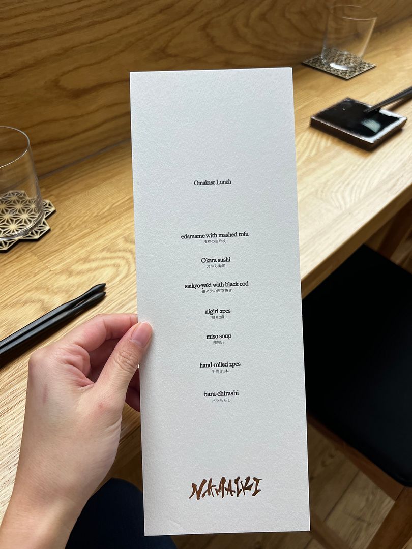 Namaiki london omakase lunch menu