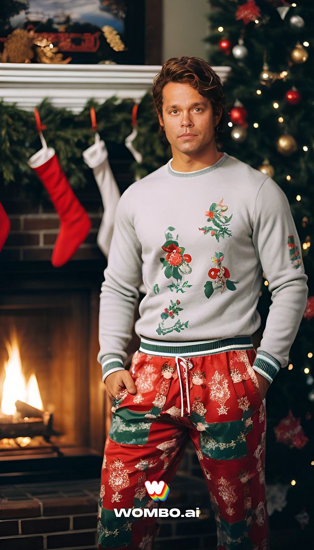 This one is cute, but look at that hair! Blair in Christmas jammies, standing in front of a Christmas tree
