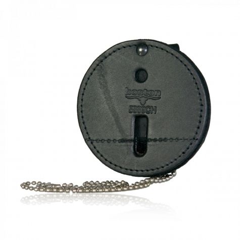 3&#8221; Circle Badge Holder&#44; Hook and Loop Closure with Chain-Boston Leather