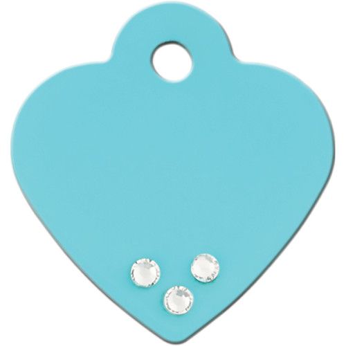 TURQUOISE WITH CLEAR CRYSTALS SMALL HEART QUICK-TAG 5 PACK