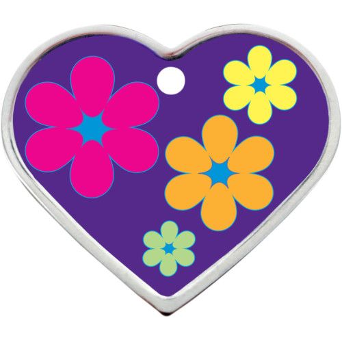 PURPLE WITH DAISIES LARGE HEART QUICK-TAG - RAISED EDGE 5 PACK