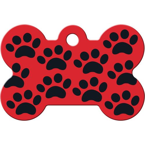 RED WITH BLACK PAWS LARGE BONE QUICK-TAG 5 PACK
