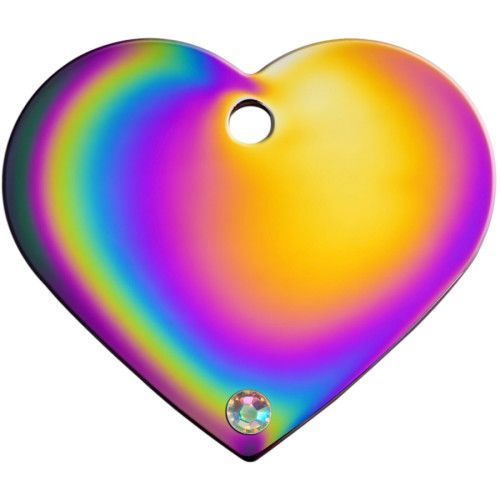 RAINBOW WITH AURORA CRYSTALS LARGE HEART QUICK-TAG 5 PACK