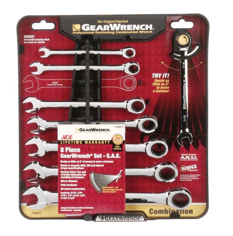 WRENCH SET GEAR 8PC  SAE