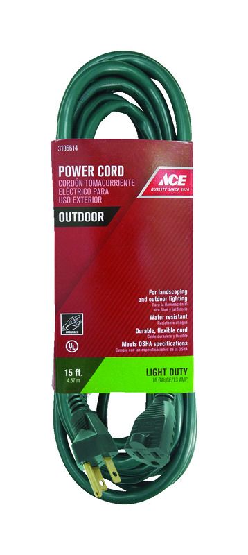 CORD OUTDR 15 GREEN