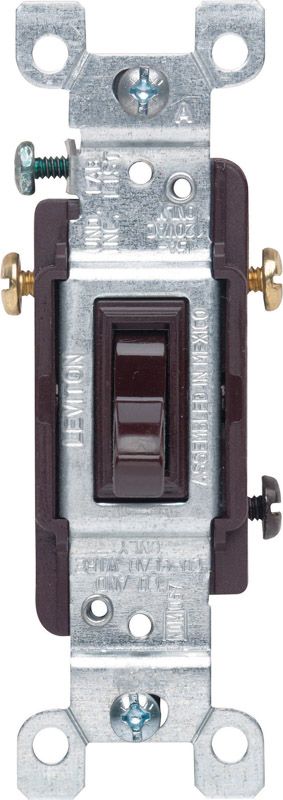 Leviton 15 amps Three Pole Toggle AC Quiet Switch Brown 1 pk