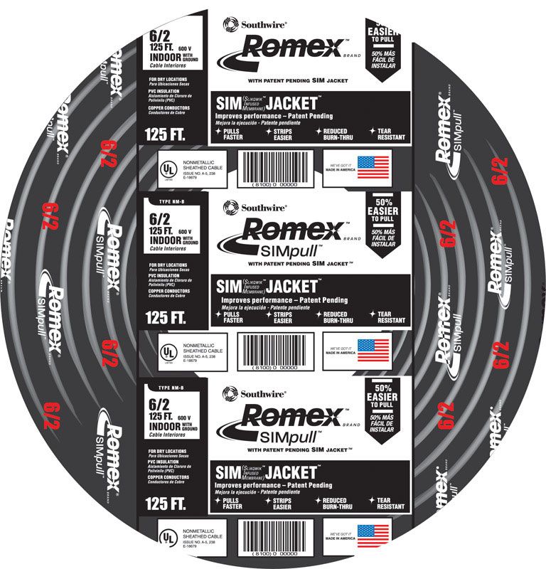 Southwire 6/2 Stranded Romex Type NM-B WG Non-Metallic Wire
