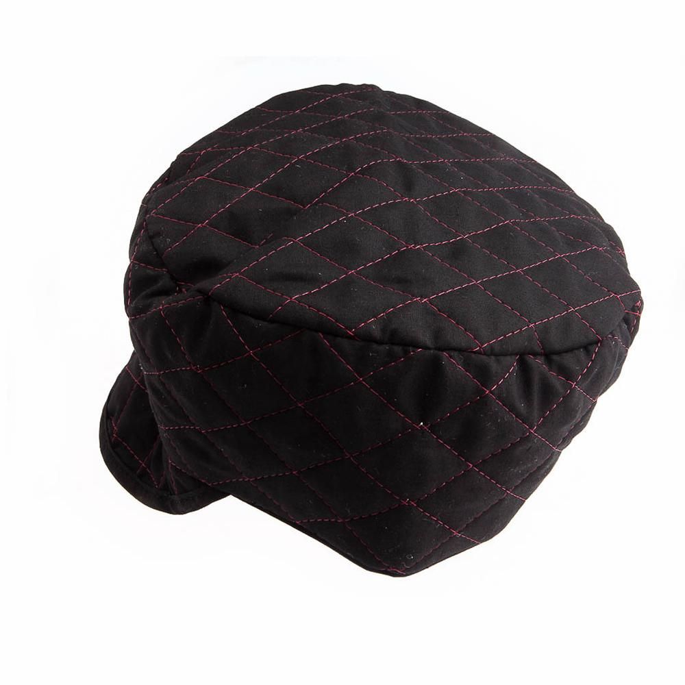QUILTED BLACK SKULL CAP, SIZE 7