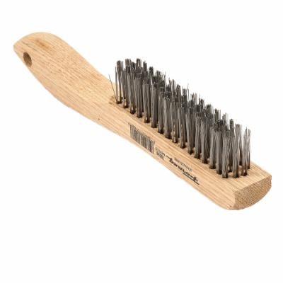 SCRATCH BRUSH WITH SHOE HANDLE, STAINLESS, 4 X 16 ROWS