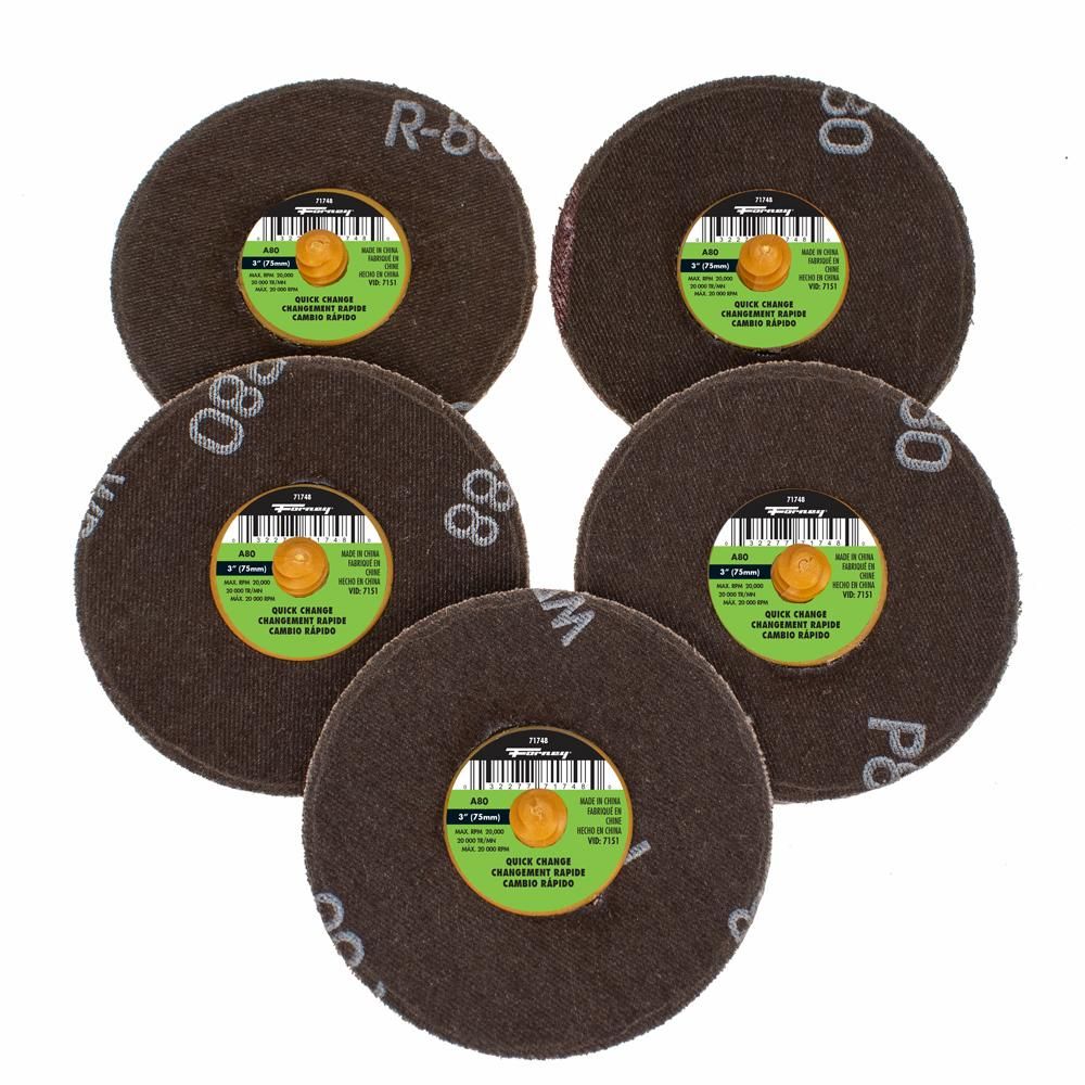 QUICK CHANGE SANDING DISC, 80 GRIT, 3 IN (5-PACK OF FORNEY 71748)
