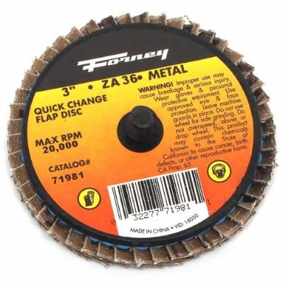 QUICK CHANGE FLAP DISC, 36 GRIT, 3 IN