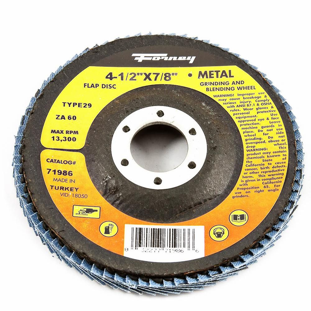 FLAP DISC, TYPE 29 (DESIGNED FOR GRINDING AND FINISHING), 4-1/2 IN X 7/8 IN, ZA60