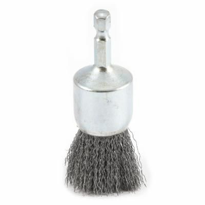 END BRUSH, CRIMPED, 1 IN X .008 IN X 1/4 IN ROUNDED SHANK