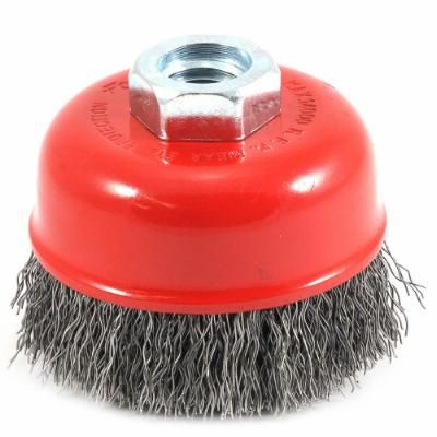 CUP BRUSH, CRIMPED, 2-3/4 IN X .014 IN X 5/8 IN-11 ARBOR