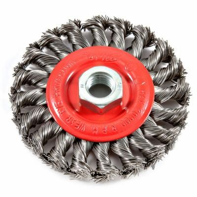 WIRE WHEEL, KNOTTED, 4 IN X .020 IN X 5/8 IN-11 ARBOR