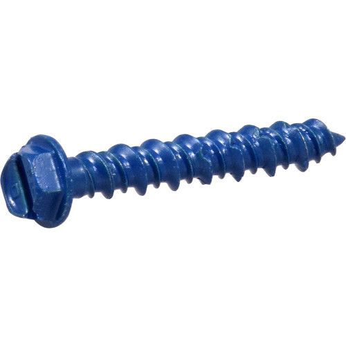 BLUE SLOTTED HEX WASHER-HEAD TAPPER CONCRETE SCREW ANCHORS (3/16" X 1-1/4") - 100 PC
