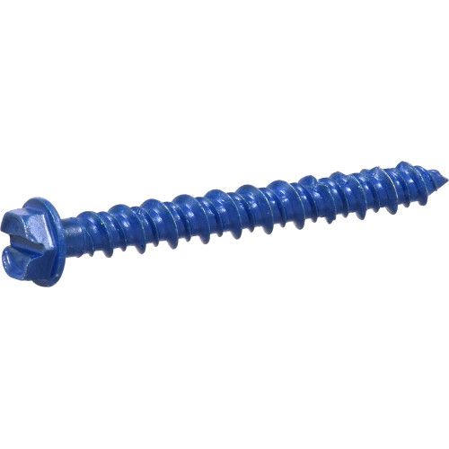 BLUE SLOTTED HEX WASHER-HEAD TAPPER CONCRETE SCREW ANCHORS (3/16" X 1-3/4") - 100 PC