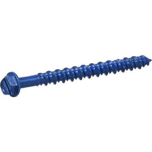 BLUE SLOTTED HEX WASHER-HEAD TAPPER CONCRETE SCREW ANCHORS (3/16" X 2-1/4") - 100 PC
