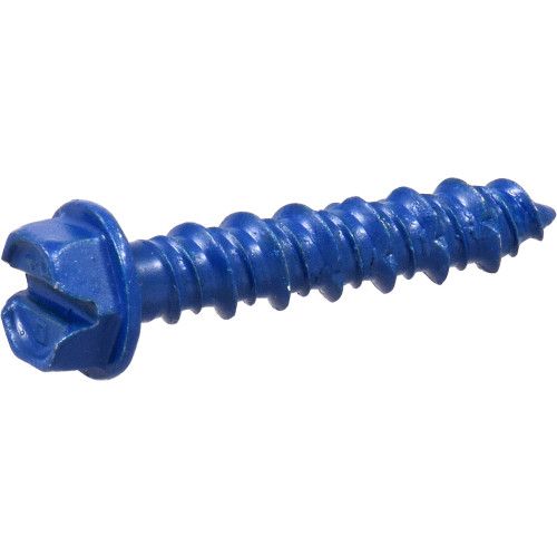 BLUE SLOTTED HEX WASHER-HEAD TAPPER CONCRETE SCREW ANCHORS (1/4" X 1-1/4") - 100 PC