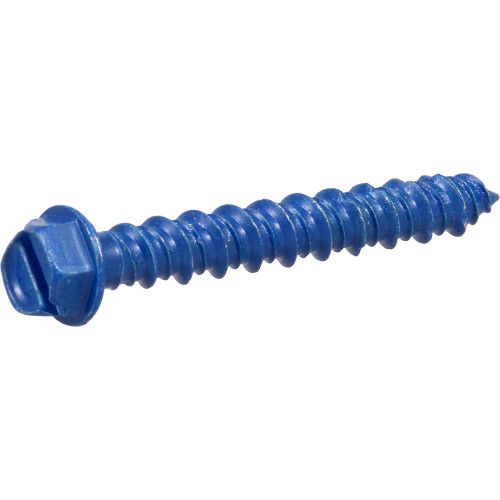 BLUE SLOTTED HEX WASHER-HEAD TAPPER CONCRETE SCREW ANCHORS (1/4" X 1-3/4") - 100 PC