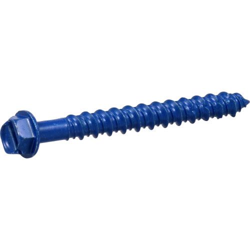 BLUE SLOTTED HEX WASHER-HEAD TAPPER CONCRETE SCREW ANCHORS (1/4" X 2-1/4") - 100 PC